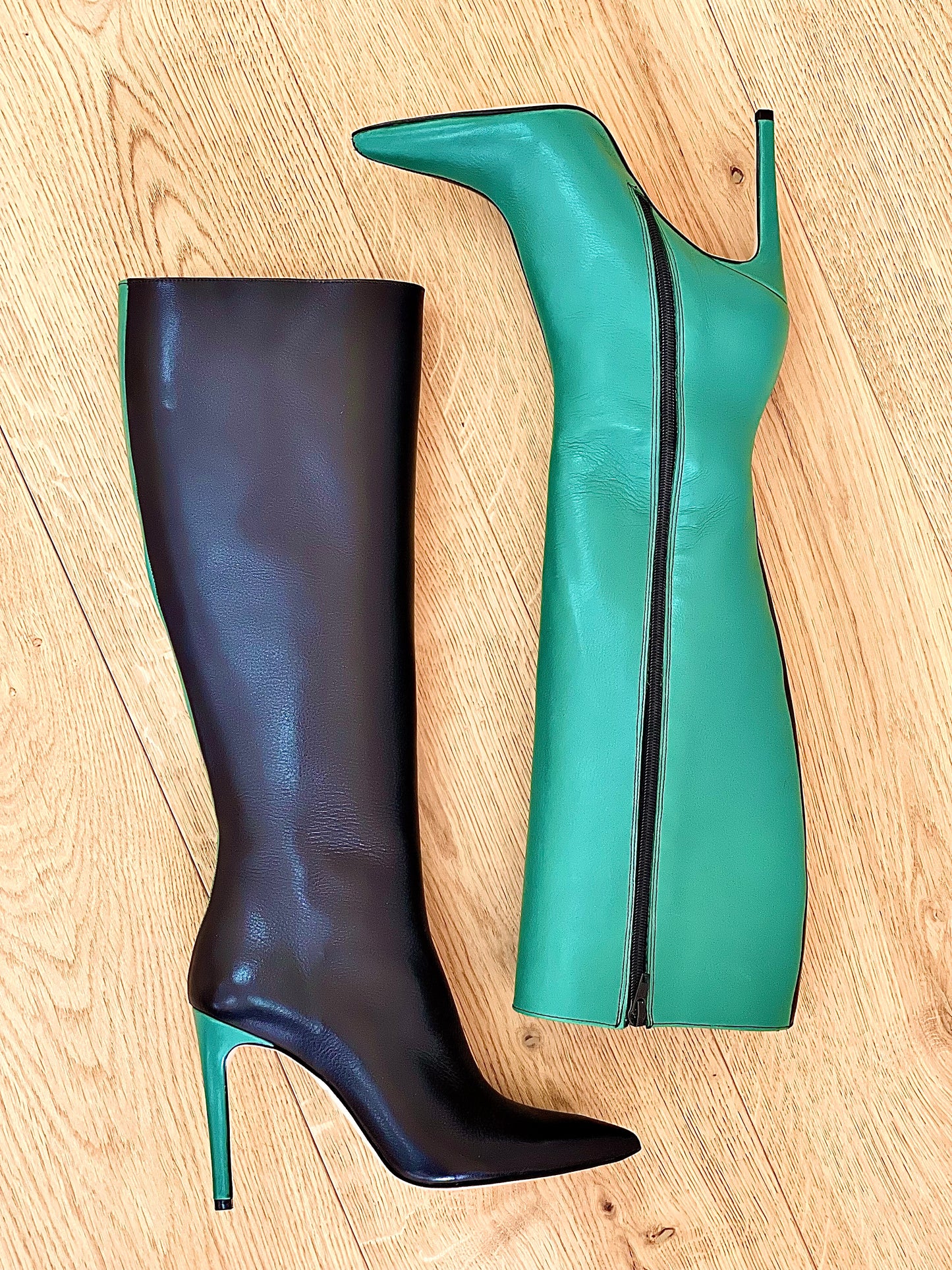 KELLY LEATHER NOIR/VERT