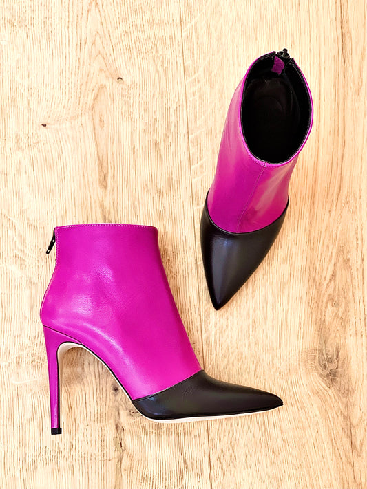 SHING LEATHER NOIR/FUCHSIA
