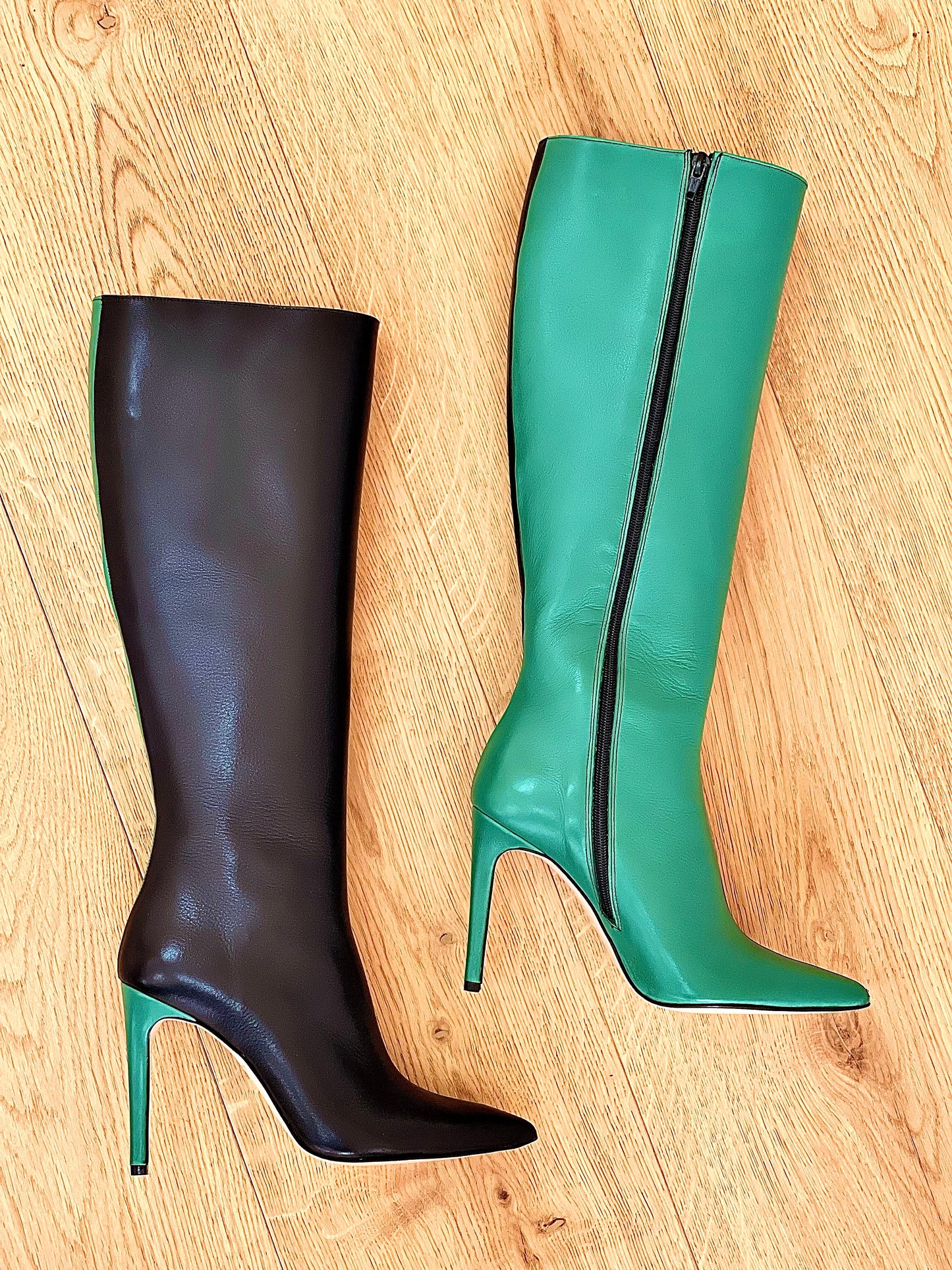 KELLY LEATHER NOIR/VERT