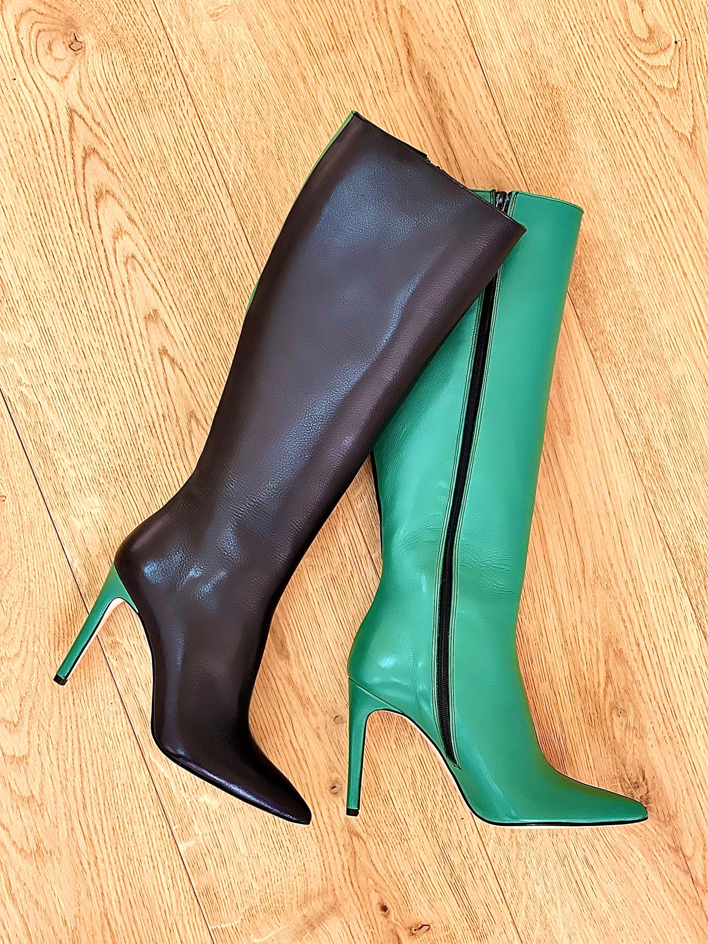 KELLY LEATHER NOIR/VERT