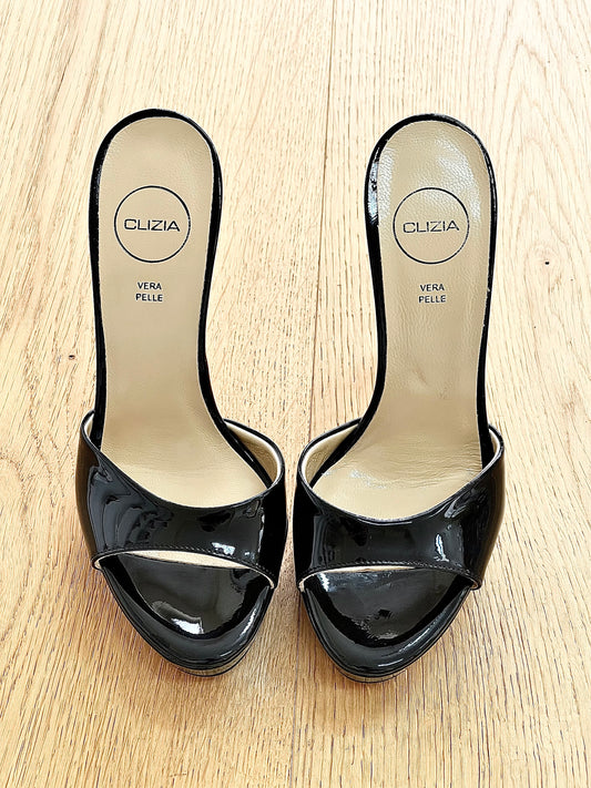 PRISCILLA NOIR CUIR VERNI