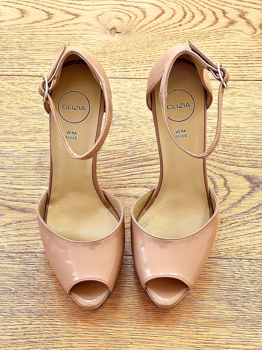 HALLE NUDE CUIR VERNI