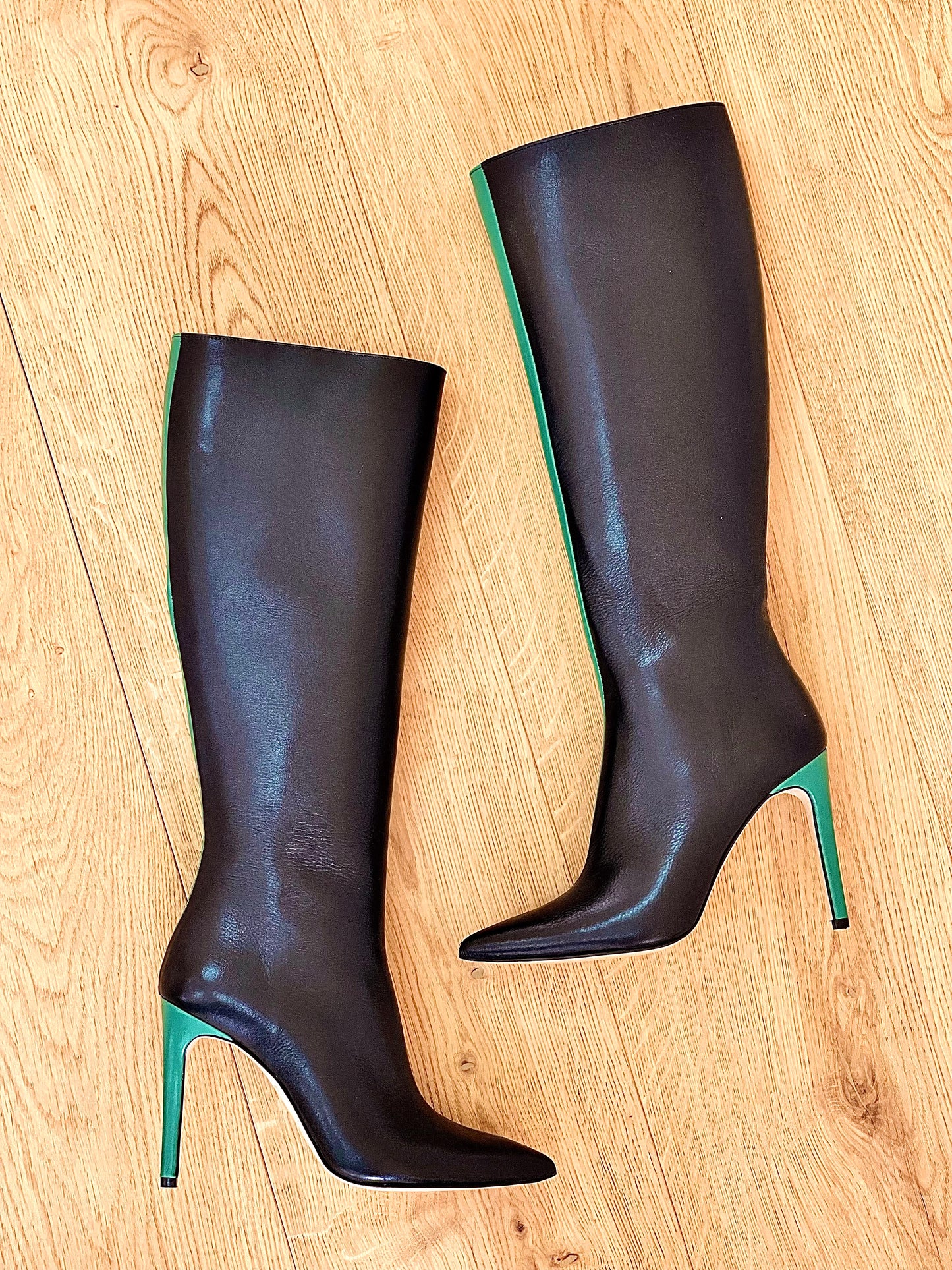 KELLY LEATHER NOIR/VERT