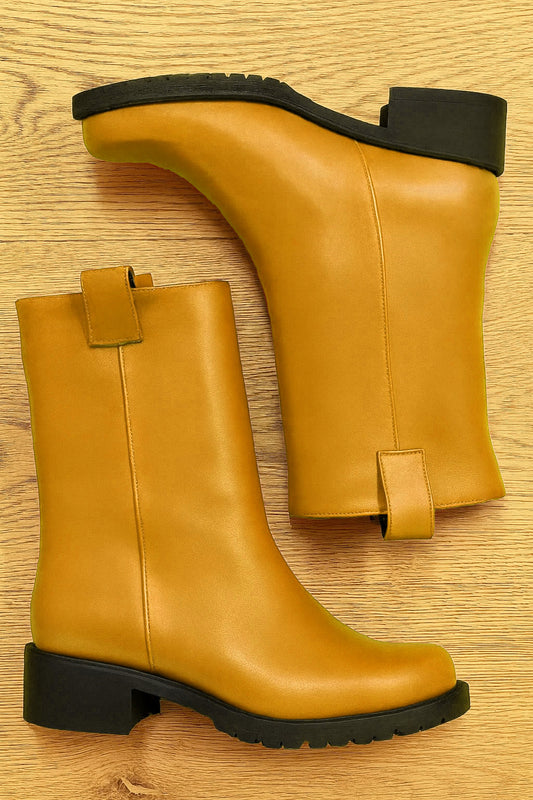 SKÓRZANY ATLAS W KOLORZE OCHRY