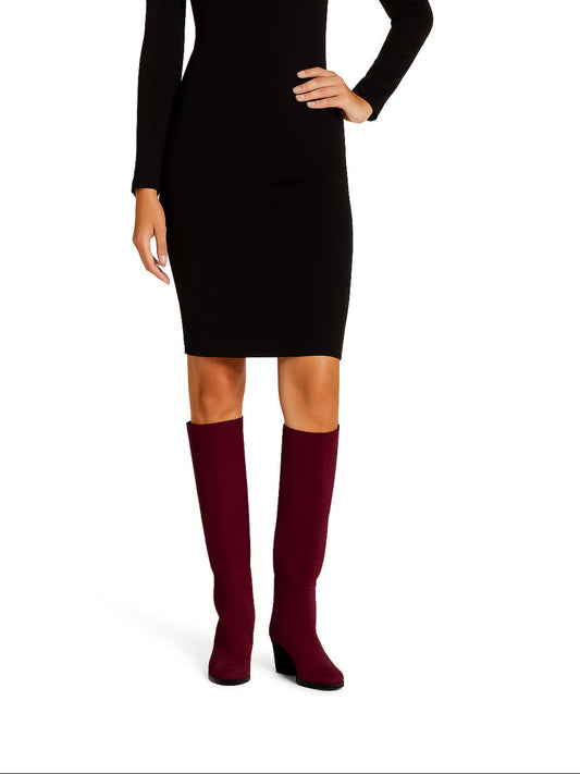 BURGUNDERFARBENER WILDLEDERKAMIN