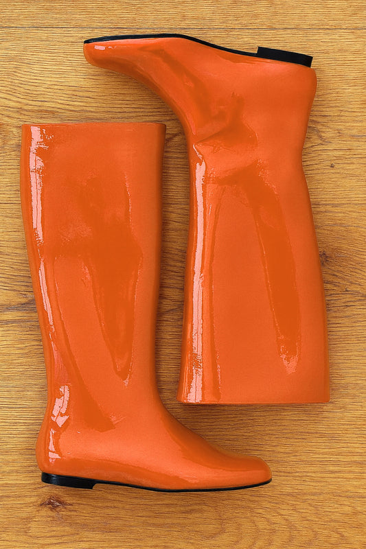 CINDY ORANGE CUIR VERNI