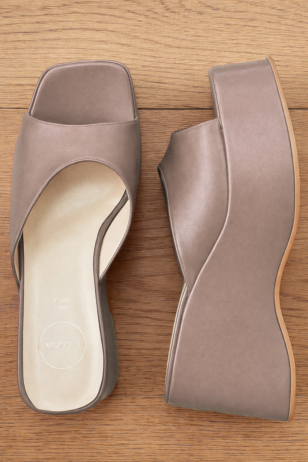 YUNA CUIR GRIS TOURTERELLE