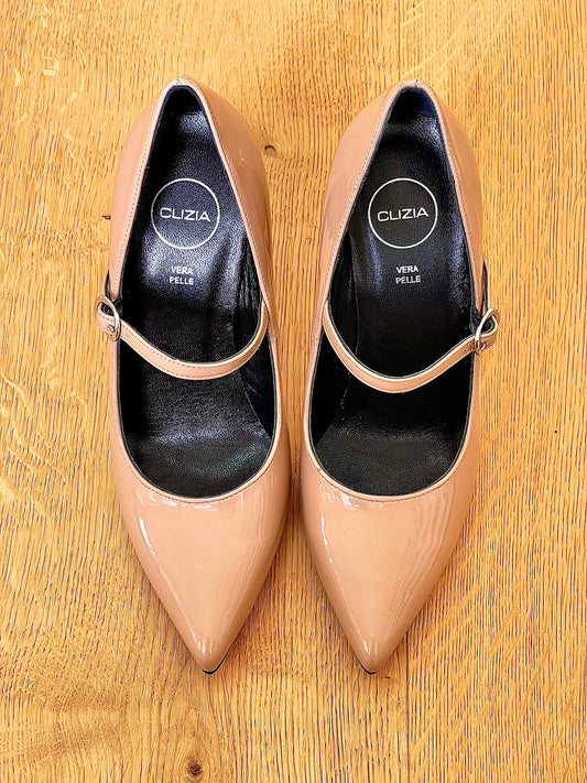 KYLA NUDE CUIR VERNI