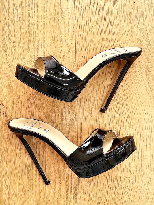 PRISCILLA NOIR CUIR VERNI