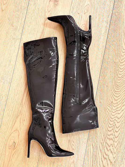 RONNY NOIR CUIR VERNI