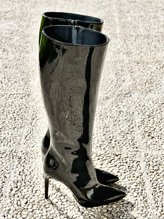 KELLY NOIR CUIR VERNI
