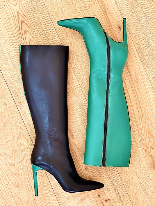KELLY LEATHER NOIR/VERT