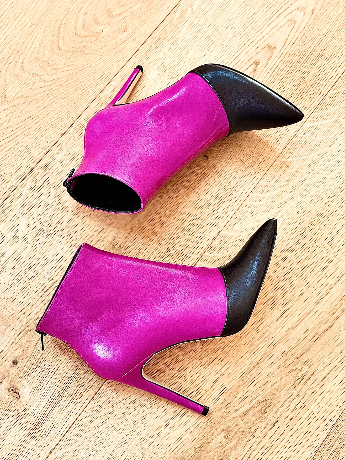 SHING LEER ZWART/FUCHSIA